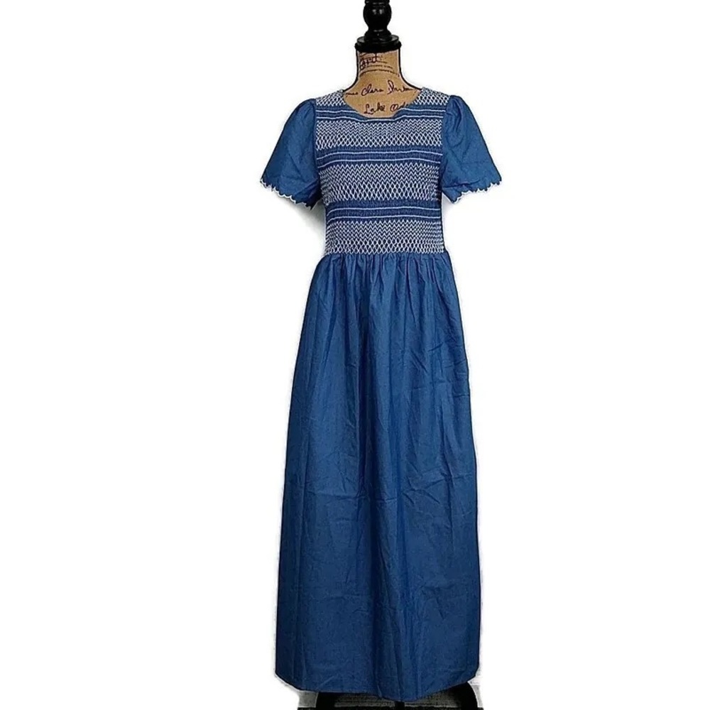 Bohme Blue with scalloped sleeves maxi summer dress - XS - New